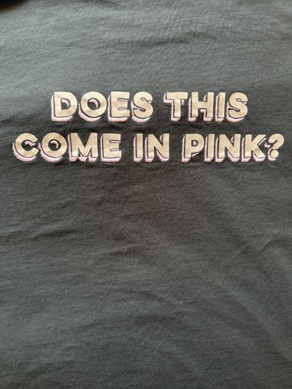 Victorias Secret Pink Graphic Long Sleeve Tee Green "Does This Come In Pink?" Te - Picture 6 of 7